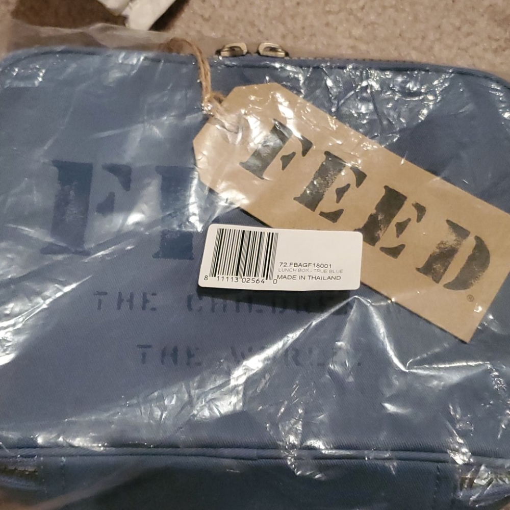 Feed lunchbox blue tote or makeup xo or